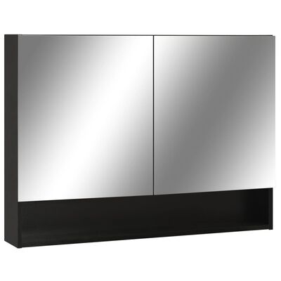 vidaXL Καθρέφτης Μπάνιου με Ντουλάπι / LED Μαύρο 80 x 15 x 60 εκ. MDF