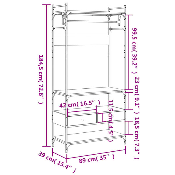 vidaXL Ντουλάπα με Συρτάρια Sonoma Δρυς 89x39x184,5 εκ. Επεξ. Ξύλο