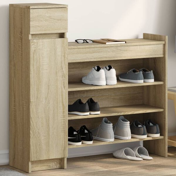 vidaXL Παπουτσοθήκη Sonoma Δρυς 100,5x28x100εκ. από Επεξεργασμένο Ξύλο