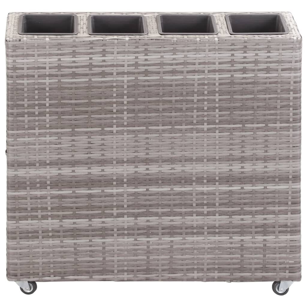 vidaXL Ζαρντινιέρα Υπερυψωμένη 4 Δοχεία Γκρι 80x22x79 εκ. Συνθ. Ρατάν
