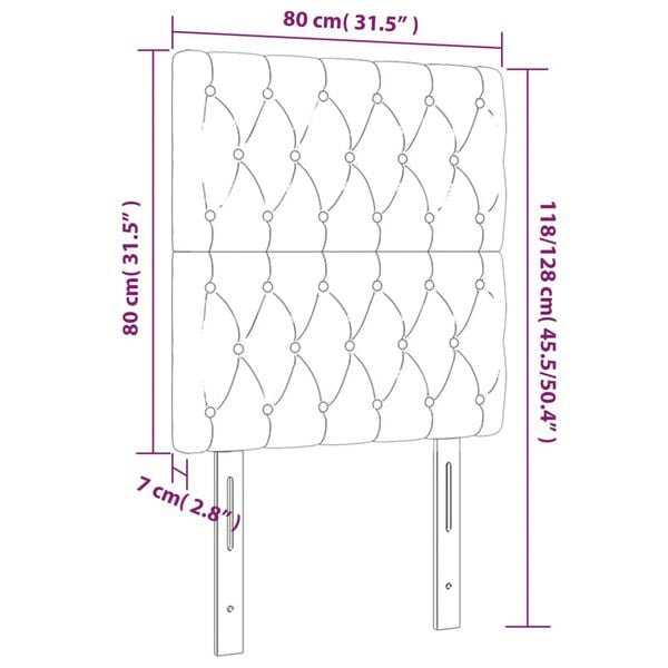 vidaXL Κεφαλάρια Κρεβατιού 2 τεμ. Μαύρο 80x7x78/88 εκ. Υφασμάτινο