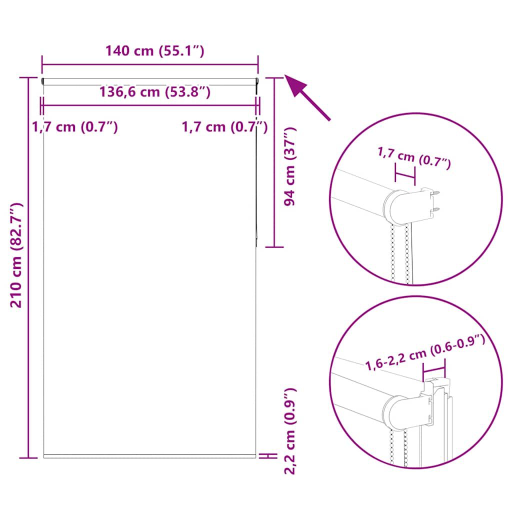 vidaXL Ρολέρ Μπλακάουτ Λευκό 140x210 εκ. Πλάτος υφάσματος 136,6 εκ.