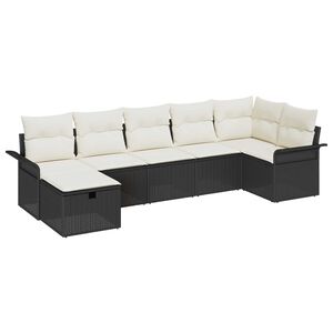 vidaXL &Sigma;&epsilon;&tau; &Kappa;&alpha;&nu;&alpha;&pi;έ &Kappa;ή&pi;&omicron;&upsilon; 7 pcs &Mu;&alpha;ύ&rho;&omicron; &kappa;&alpha;&iota; &Kappa;&rho;έ&mu;&alpha; &sigma;&upsilon;&nu;&theta;&epsilon;&tau;&iota;&kappa;ό &rho;&alpha;&tau;ά&nu;