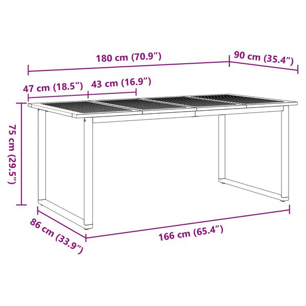 vidaXL Σέτ φαγητού για κήπο 5 pcs Γκρι και καφέ 180 x 90 x 75 cm