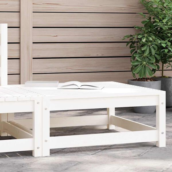 vidaXL Υποπόδιο Κήπου 70 x 70 x 30 εκ. από Μασίφ Ξύλο Πεύκου Λευκό