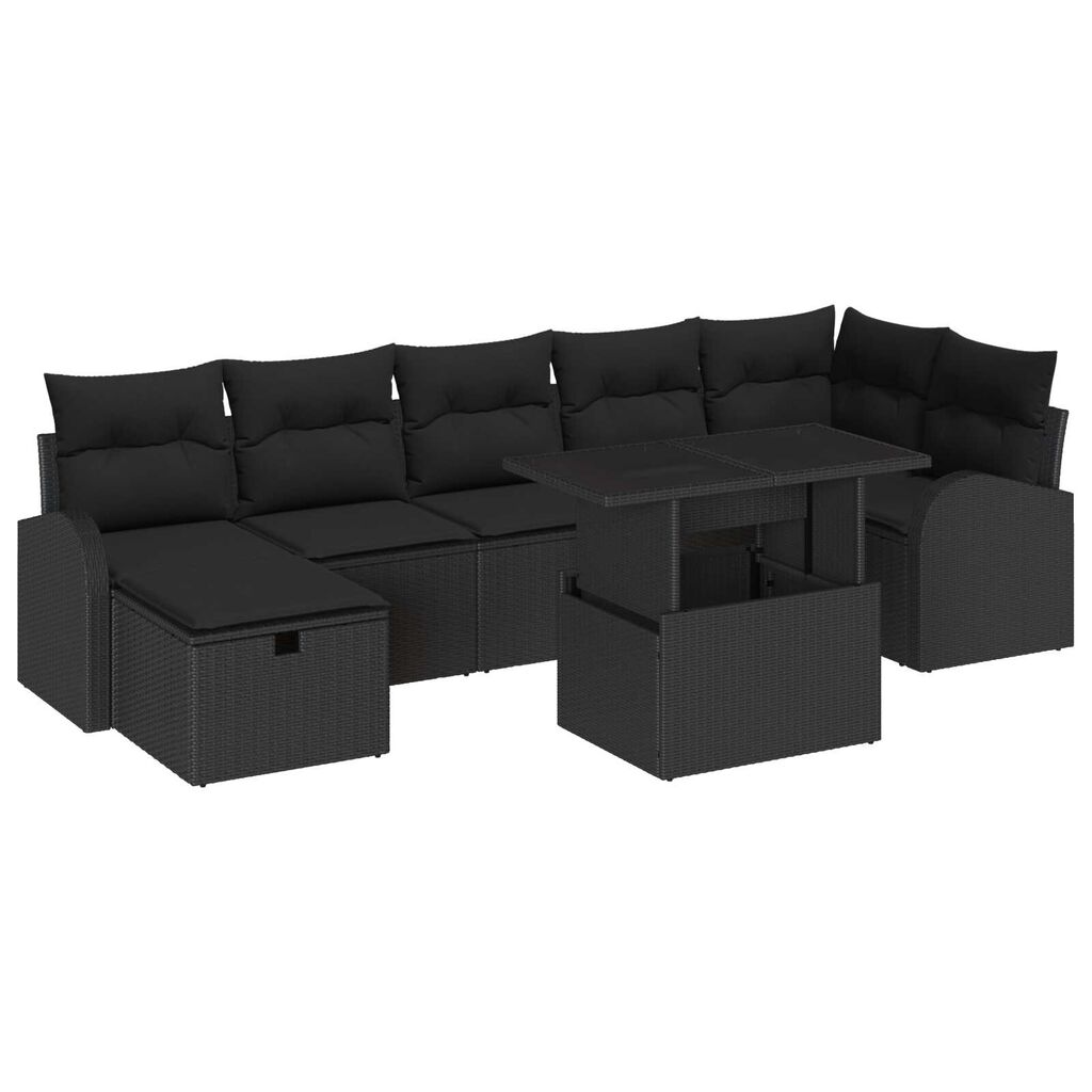 vidaXL Σετ Καναπέ Κήπου με μαξιλάρι 8 pcs Μαύρο Πολυ ράταν