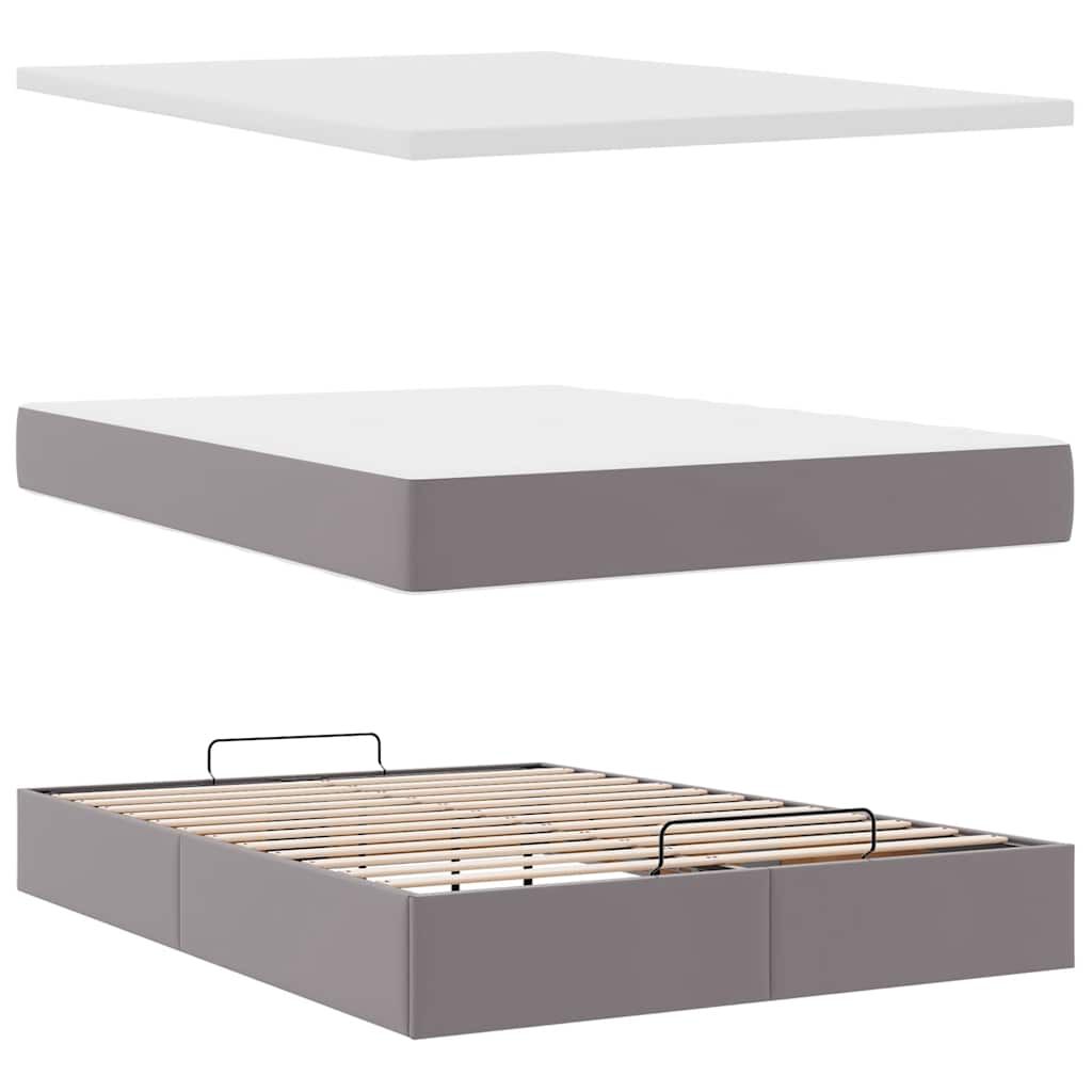 vidaXL Οθωμανικό κρεβάτι με στρώμα Γκρι 140x190cm Faux Leather