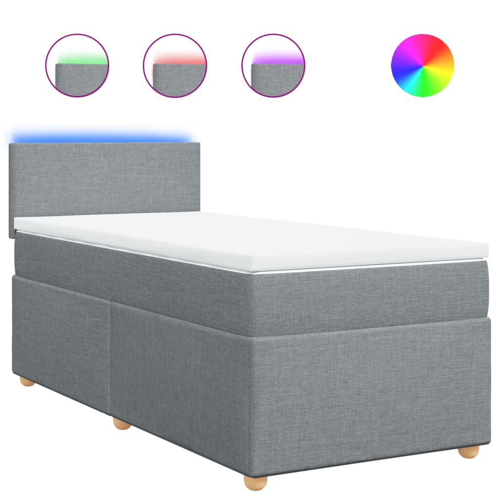 vidaXL Κρεβάτι Boxspring με Στρώμα Ανοιχτό Γκρι 80x200 εκ. Υφασμάτινο