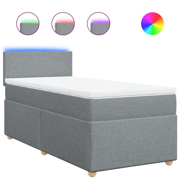 vidaXL Κρεβάτι Boxspring με Στρώμα Ανοιχτό Γκρι 80x200 εκ. Υφασμάτινο