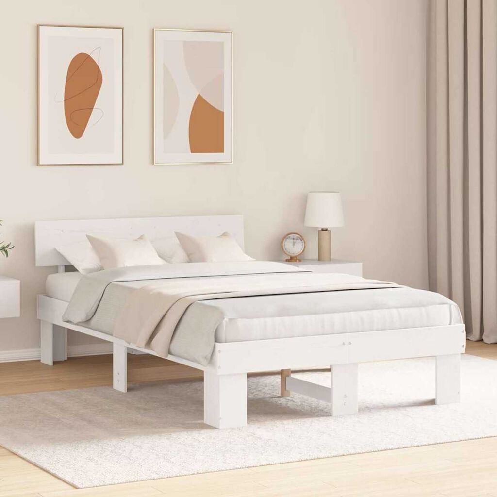 vidaXL Σκελετός Κρεβατιού Λευκό 120 x 190 cm Μασίφ ξύλο πεύκου