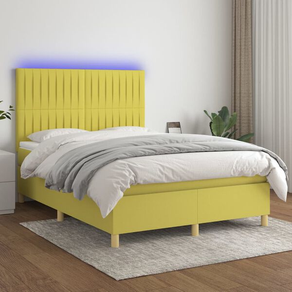 vidaXL &Kappa;&rho;&epsilon;&beta;ά&tau;&iota; Boxspring &mu;&epsilon; &Sigma;&tau;&rho;ώ&mu;&alpha; & LED &Pi;&rho;ά&sigma;&iota;&nu;&omicron; 140x200 &epsilon;&kappa; &Upsilon;&phi;&alpha;&sigma;&mu;ά&tau;&iota;&nu;&omicron;