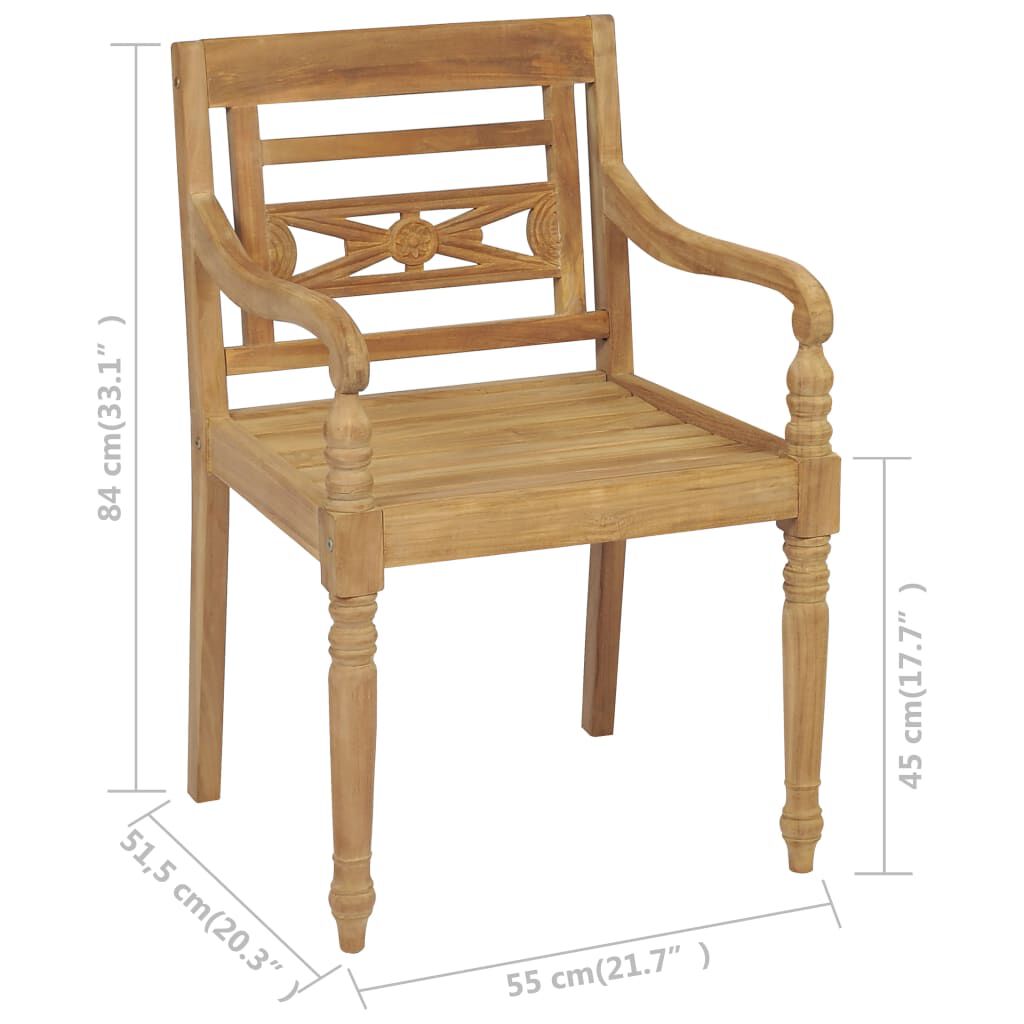 vidaXL Καρέκλες Batavia 2 τεμ. από Μασίφ Ξύλο Teak & Πράσινα Μαξιλάρια