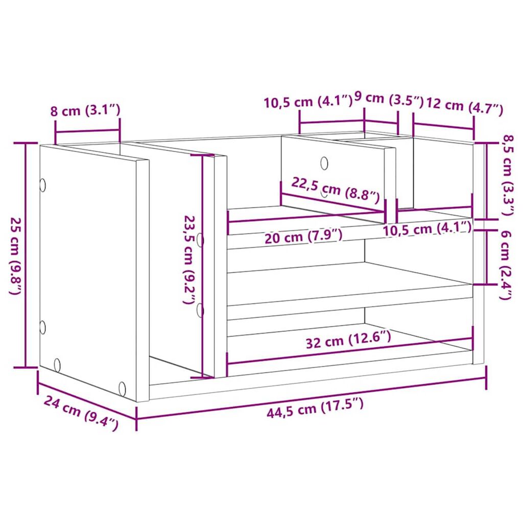 vidaXL Οργανωτής Γραφείου Ξύλο 44.5x24x25 cm