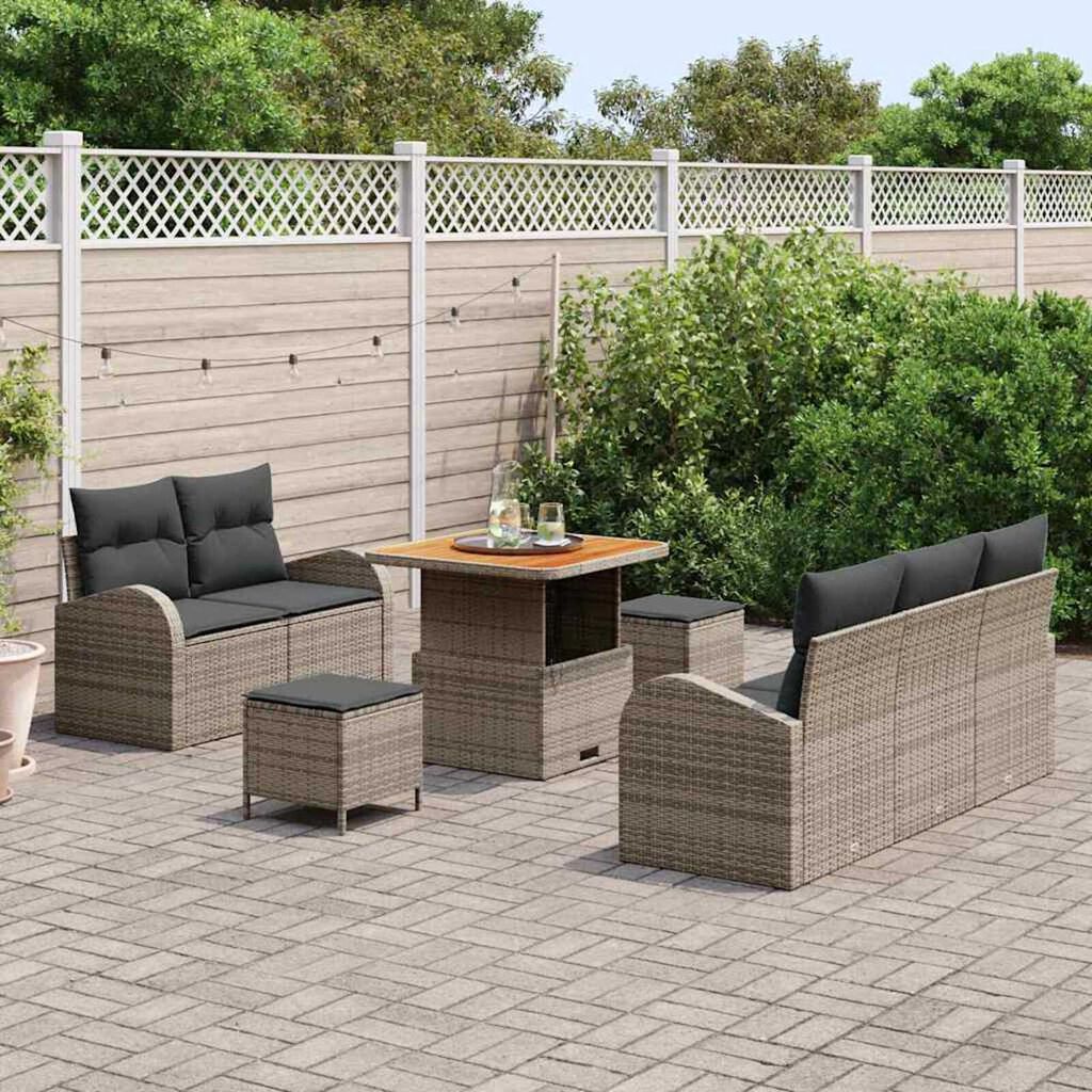 vidaXL Σετ Καναπέ Κήπου 8 pcs Γκρι συνθετικό ρατάν