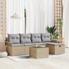 vidaXL Σετ Καναπέ Κήπου με μαξιλάρι 6 pcs Μπεζ Πολυ ράταν