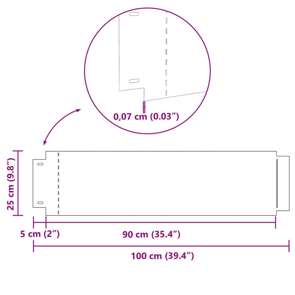 vidaXL Περιγράμματα γκαζόν 10 pcs Ασημί 100 x 25 cm