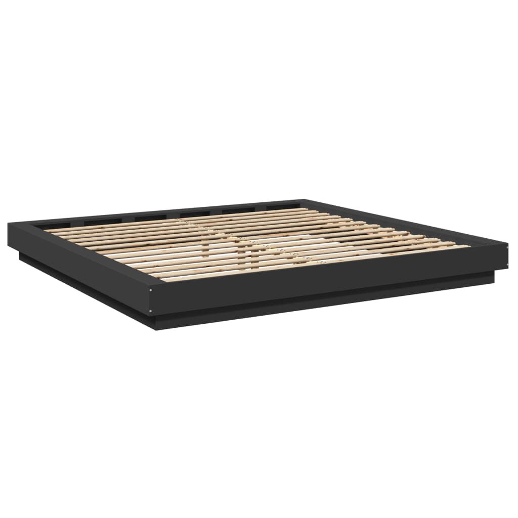 vidaXL Πλαίσιο Κρεβατιού με LED Μαύρο 180 x 200 εκ. Επεξ. Ξύλο