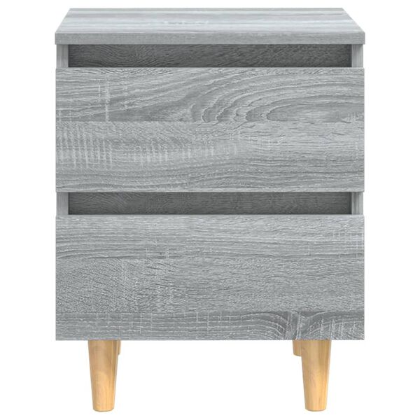 vidaXL Κομοδίνο Γκρι Sonoma 40 x 35 x 50 εκ. με Μασίφ Ξύλινα Πόδια
