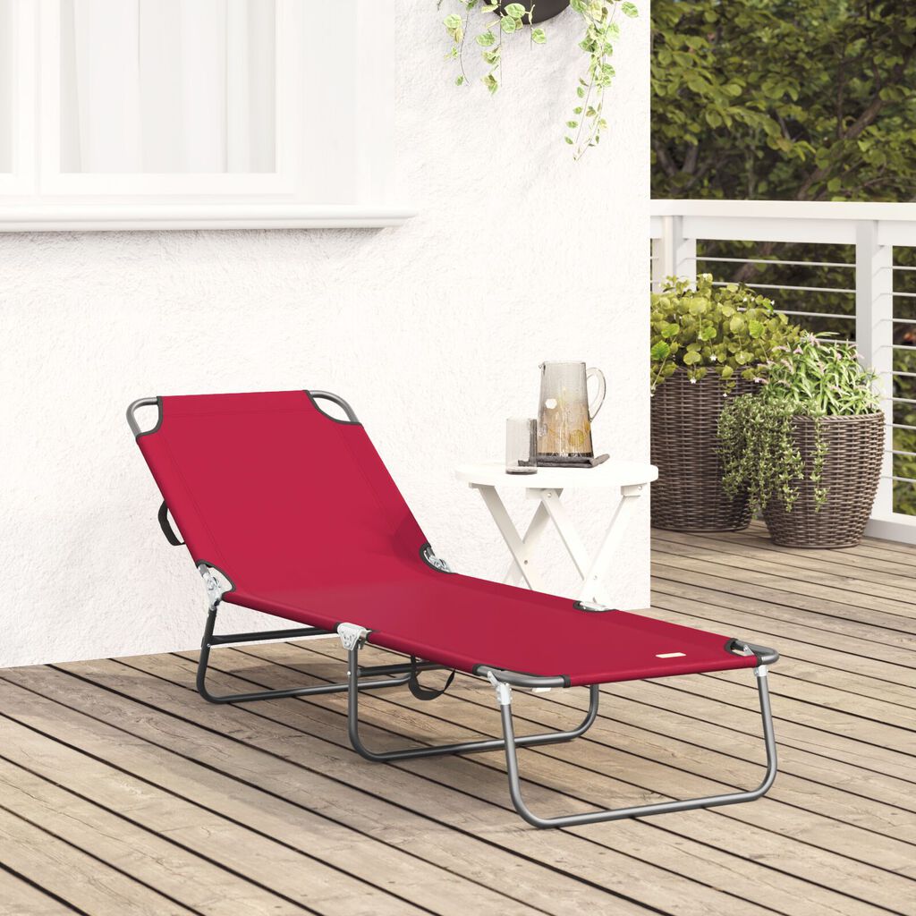 vidaXL Πτυσσόμενη ξαπλώστρα 1-πρόσωπο Κόκκινο 56 x 189 x 87 εκ. ύφασμα