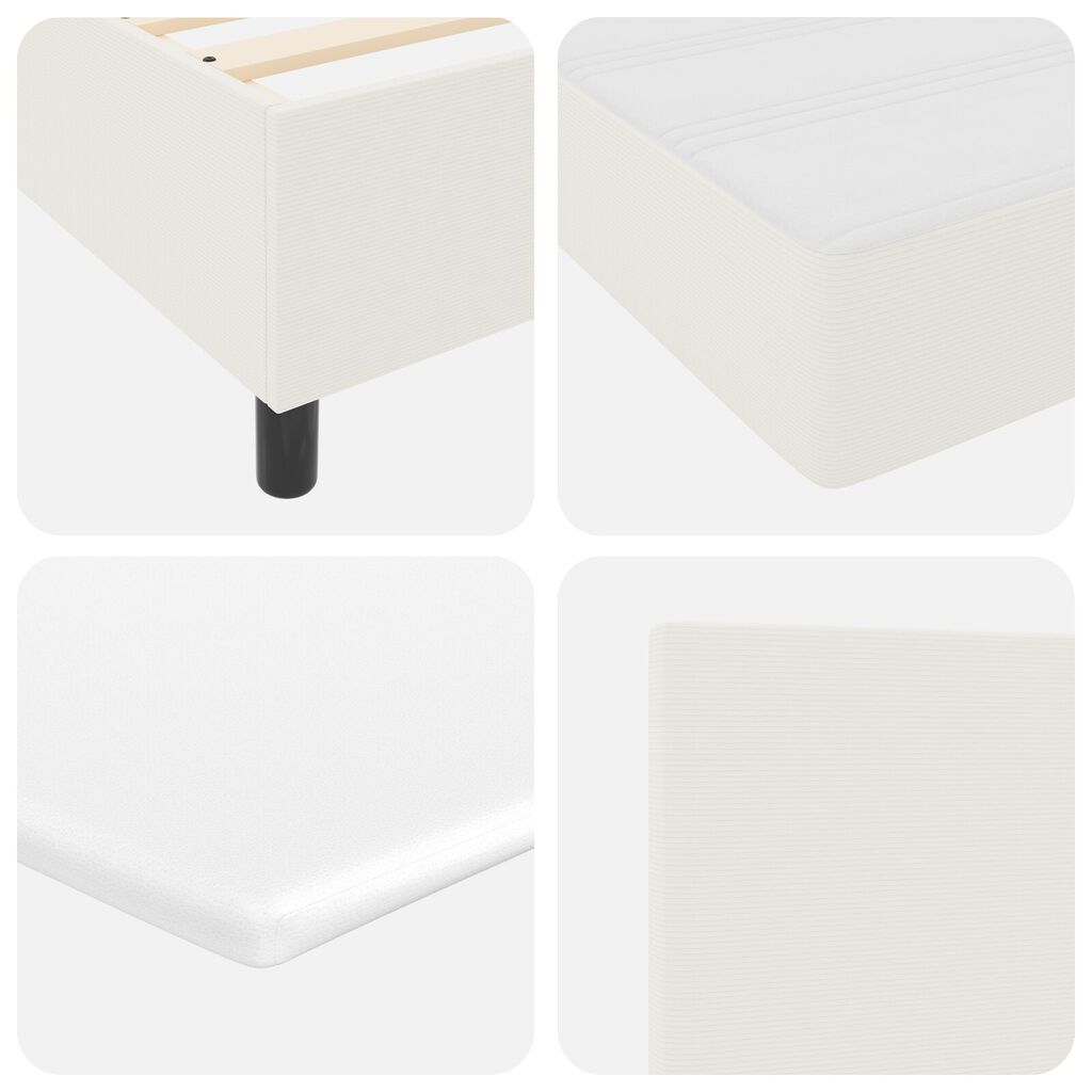 vidaXL Κρεβάτι Box Spring της με Στρώμα & LED Μπεζ 100x200 εκ. Ύφασμα Κορντούρας