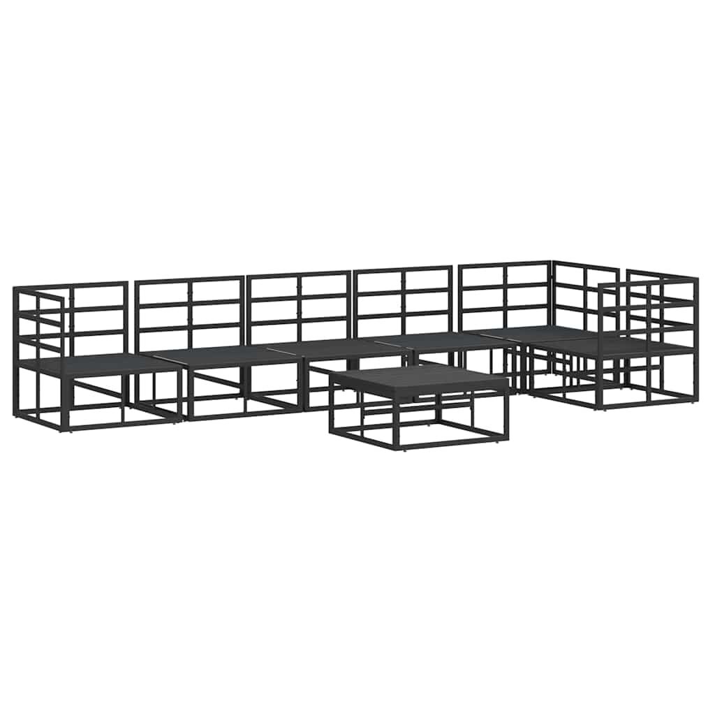 vidaXL Σετ Καναπέ Κήπου με μαξιλάρι 7 pcs Μαύρο Αλουμίνιο