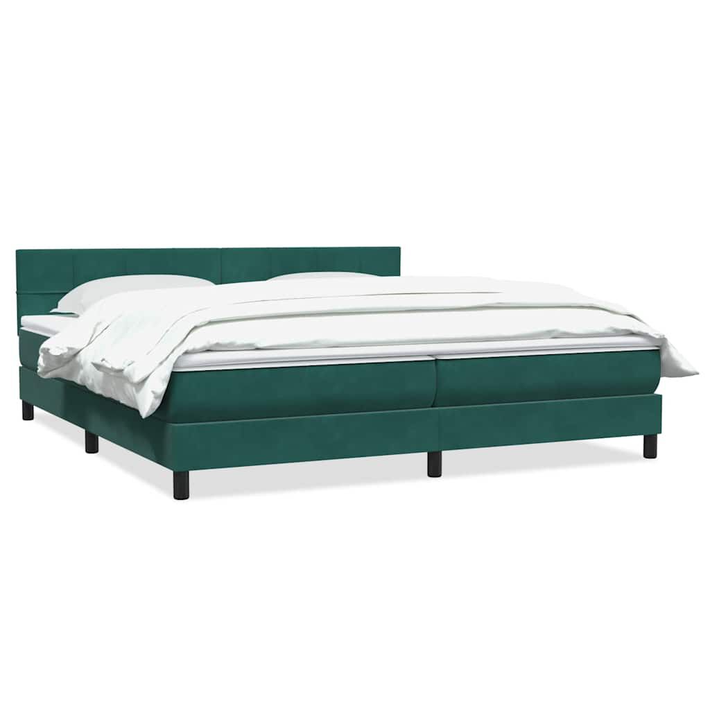 vidaXL Box Spring κρεβάτι με στρώμα σκούρο πράσινο 180x220cm Βελούδινο