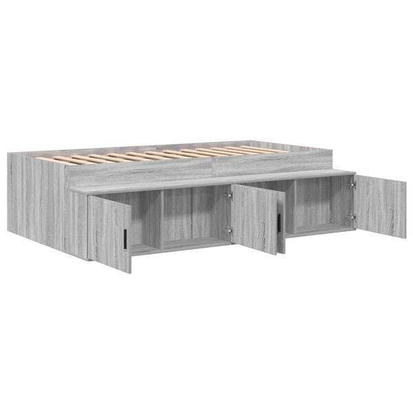 vidaXL Κρεβάτι με αποθηκευτικό χώρο Γκρι sonoma 90 x 200 cm