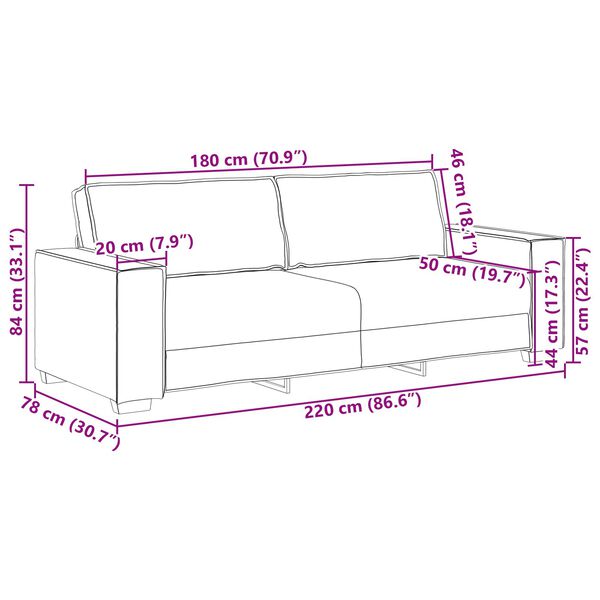 vidaXL Σετ Καναπέ 3 pcs Σκούρο Πράσινο 220 x 78 x 84 εκ. ύφασμα