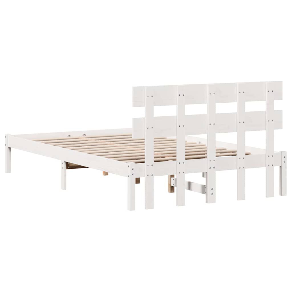 vidaXL Σκελετός Κρεβατιού Λευκό 120 x 200 cm Μασίφ ξύλο πεύκου