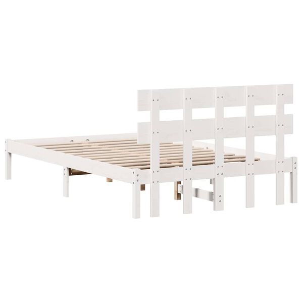 vidaXL Σκελετός Κρεβατιού Λευκό 120 x 200 cm Μασίφ ξύλο πεύκου