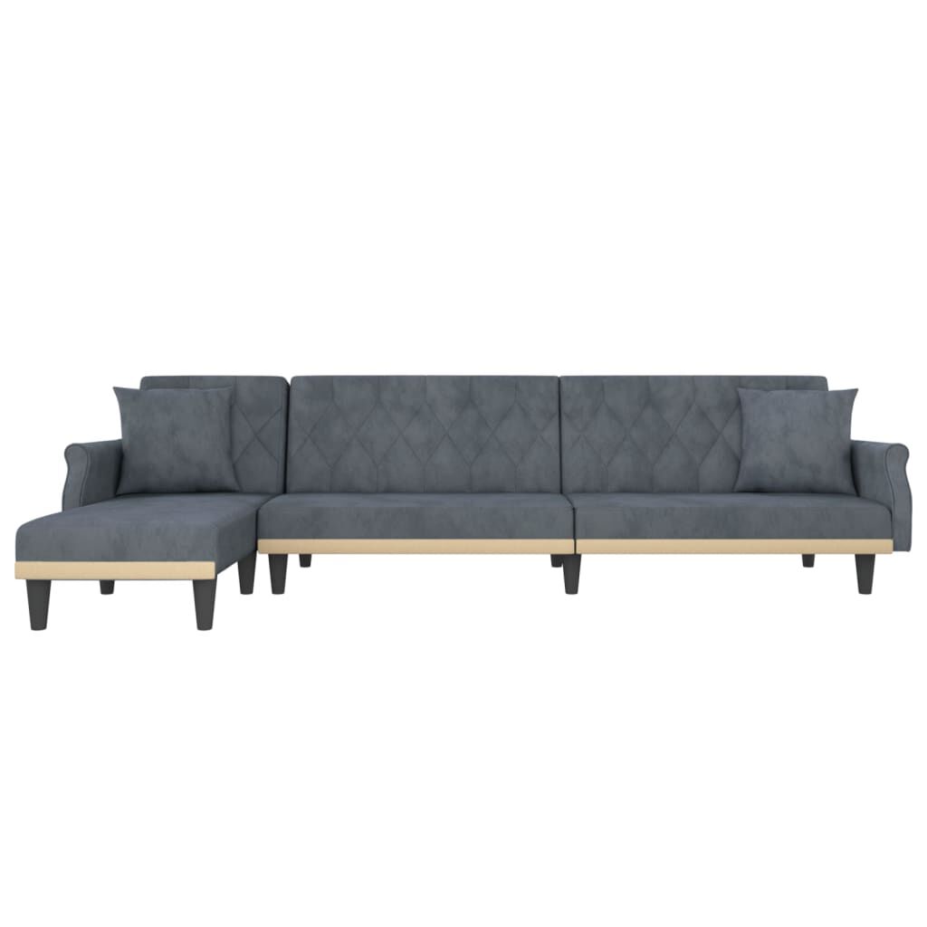 vidaXL Καναπές Κρεβάτι Γωνιακός Σκ. Γκρι 271 x 140 x 70 εκ. Βελούδινος