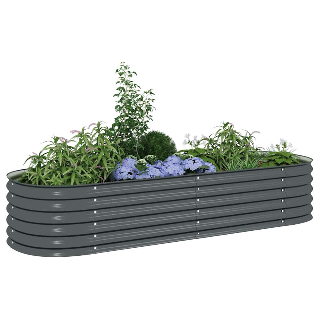 vidaXL Ζαρντινιέρα Υπερυψωμένη Γκρι 240x80x44 εκ. Γαλβανισμ. Χάλυβας
