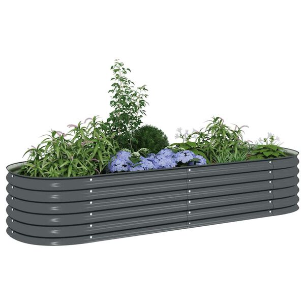 vidaXL Ζαρντινιέρα Υπερυψωμένη Γκρι 240x80x44 εκ. Γαλβανισμ. Χάλυβας