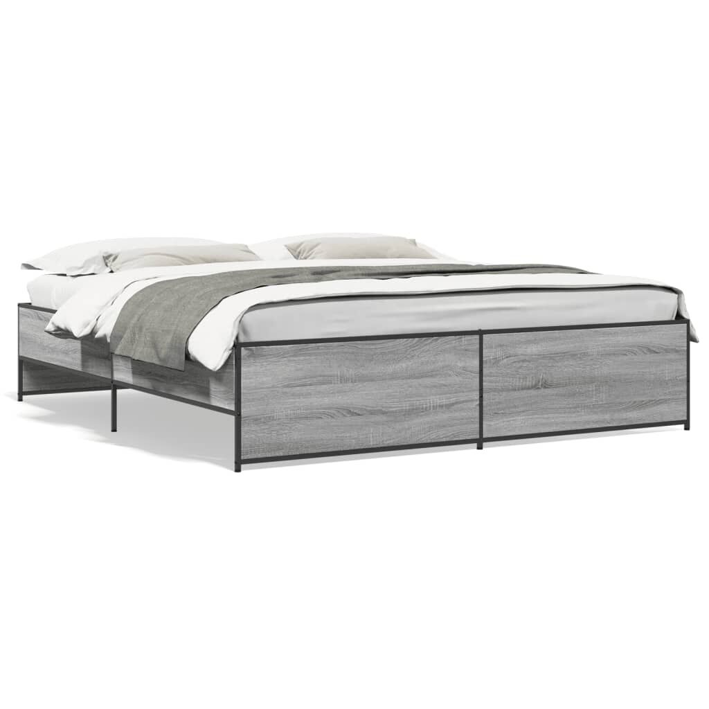 vidaXL Πλαίσιο Κρεβατιού Γκρι Sonoma 200x200 εκ. Επεξ. Ξύλο & Μέταλλο