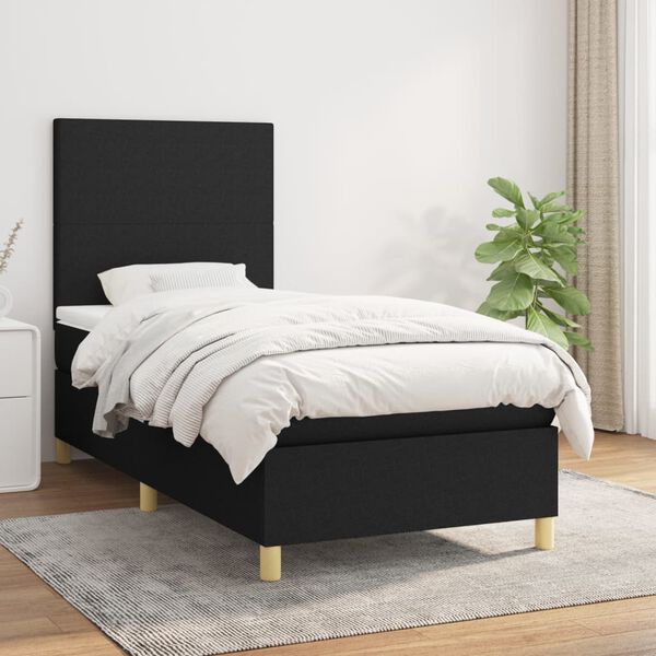 vidaXL &Kappa;&rho;&epsilon;&beta;ά&tau;&iota; Boxspring &mu;&epsilon; &Sigma;&tau;&rho;ώ&mu;&alpha; &Mu;&alpha;ύ&rho;&omicron; 100 x 200 &epsilon;&kappa;. &Upsilon;&phi;&alpha;&sigma;&mu;ά&tau;&iota;&nu;&omicron;