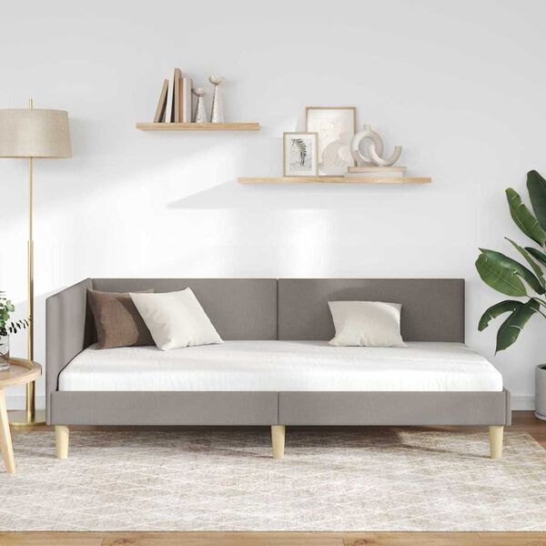 vidaXL Κρεβάτι Γωνίας Άλλο Taupe 100 x 200 cm Ύφασμα και Έργο ξύλου