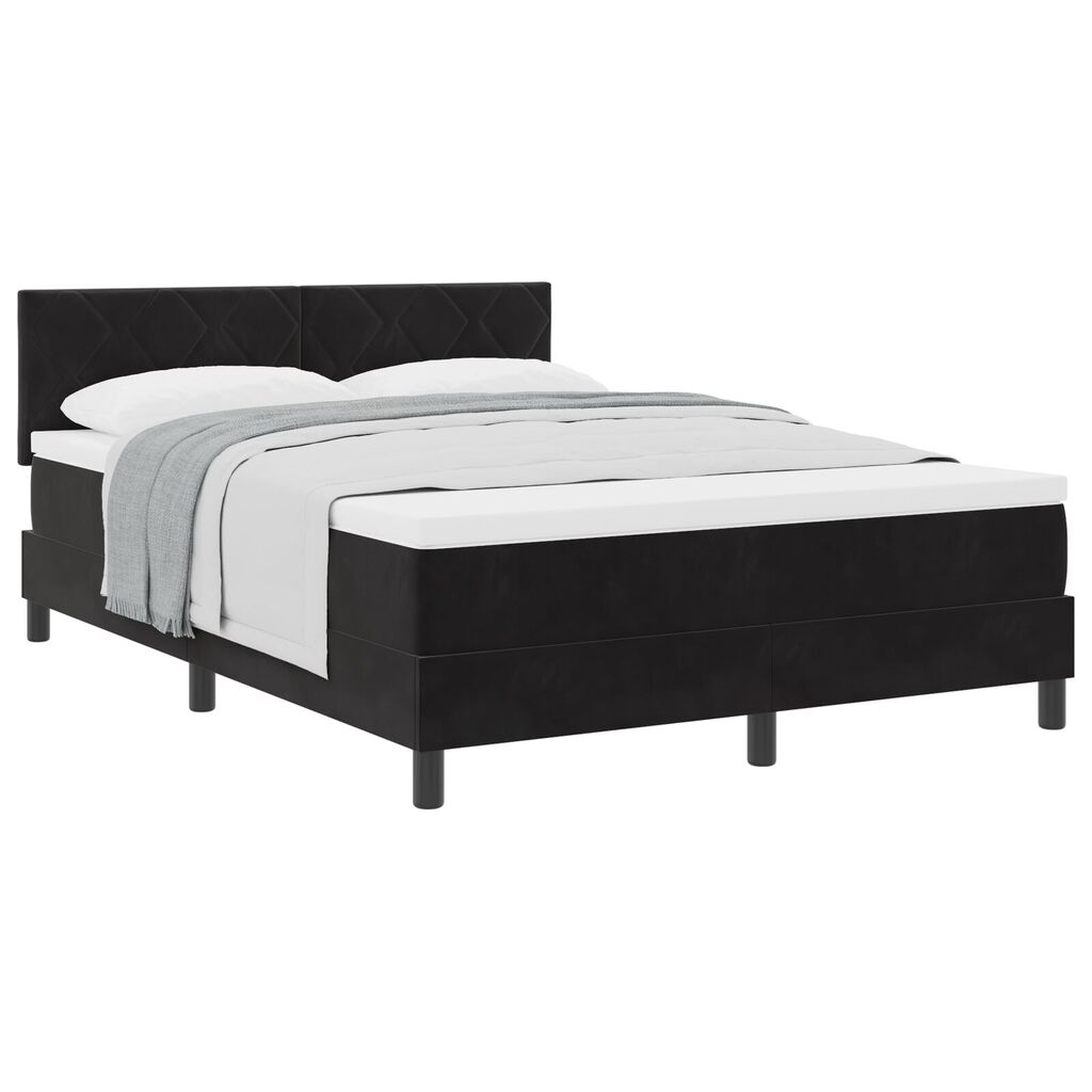 κρεβάτι box spring vidaXL με στρώμα Μαύρο 140x200 εκ. Βελούδο
