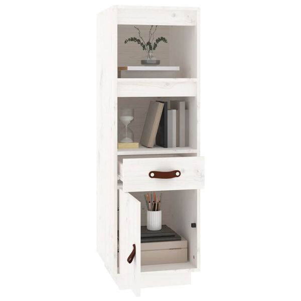vidaXL Ντουλάπι Ψηλό Λευκό 34 x 40 x 108,5 εκ. από Μασίφ Ξύλο Πεύκου