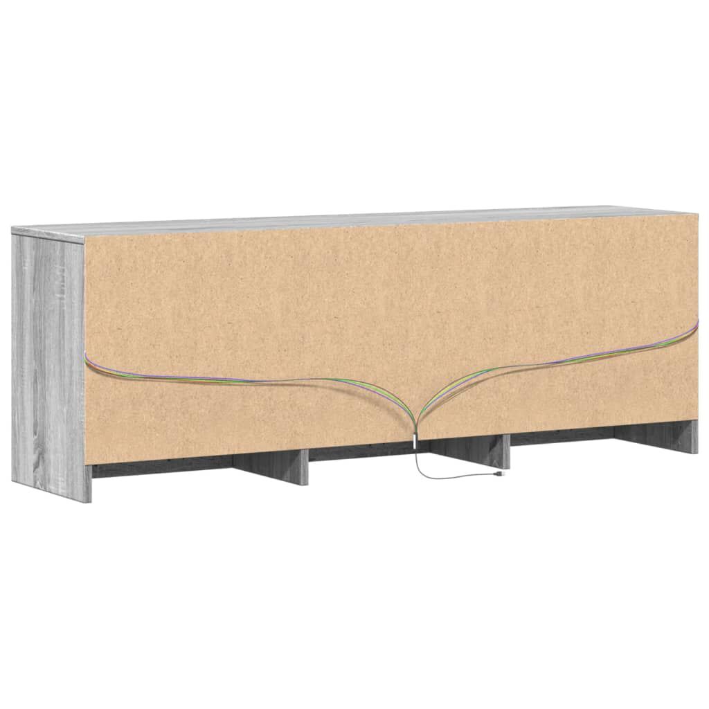 vidaXL Έπιπλο Τηλεόρασης με LED Γκρι Sonoma 140x34x50 εκ. Επεξ. Ξύλο