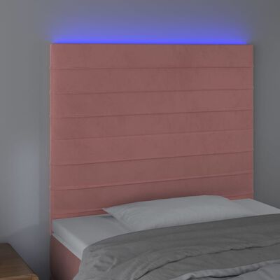 vidaXL Κεφαλάρι Κρεβατιού LED Ροζ 90x5x118/128 εκ. Βελούδινο