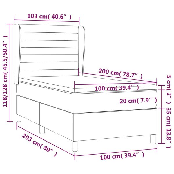 vidaXL Κρεβάτι Boxspring με Στρώμα Μαύρο 100x200 εκ. Βελούδινο
