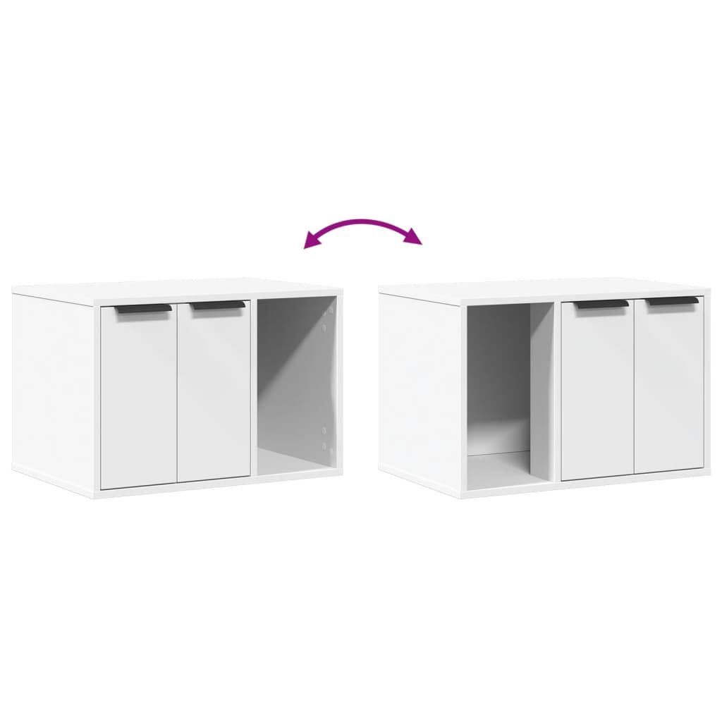vidaXL Τουαλέτα Γάτας Περίφραξη Λευκό 60x40x40 εκ. Επεξεργασμ. Ξύλο