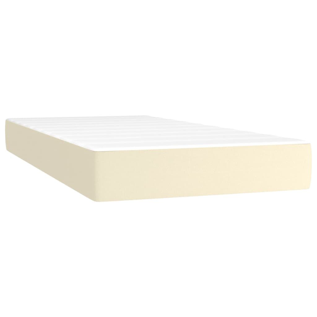 vidaXL Κρεβάτι Boxspring με Στρώμα & LED Κρεμ 100x200 εκ. Συνθ. Δέρμα