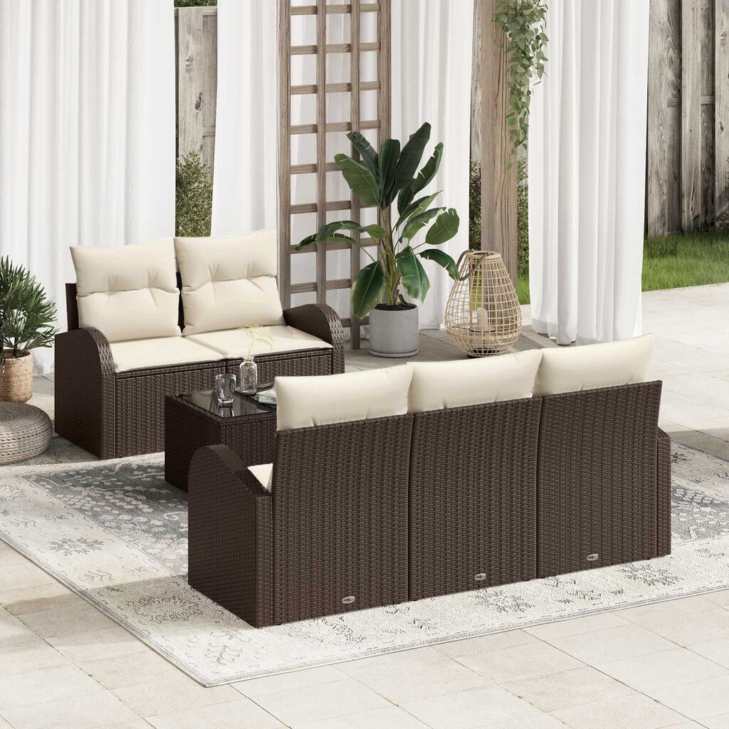 vidaXL Σετ Καναπέ Κήπου 6 pcs Καφέ 55 x 55 x 37 εκ Πολυ ράταν