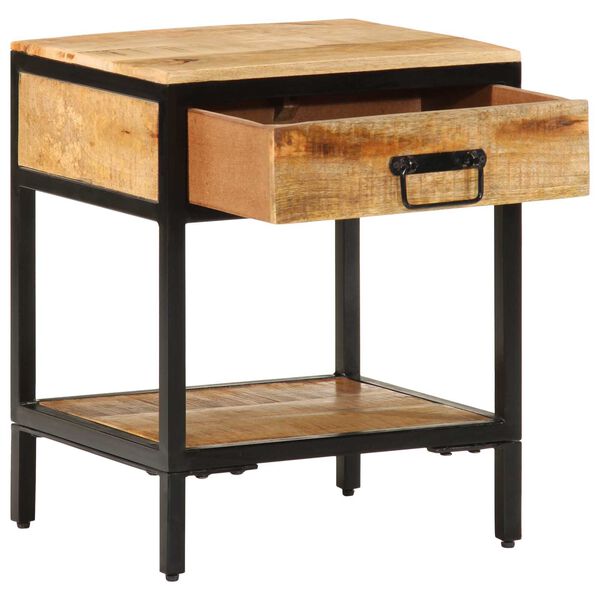 vidaXL Κομοδίνο με συρτάρι Καφέ 40 x 35 x 50 εκ. Μασίφ ξύλο μάνγκο