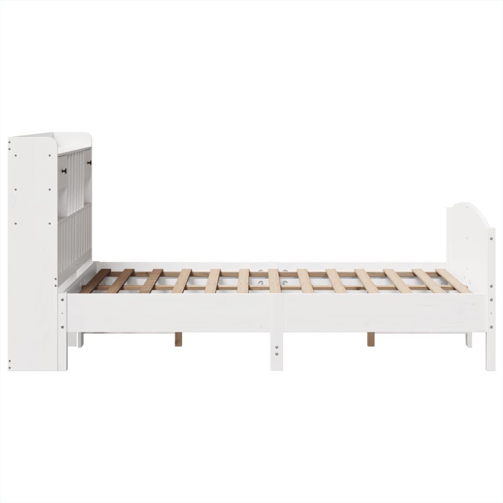 vidaXL Κρεβάτι Βιβλιοθήκη Χωρίς Στρώμα Λευκό 135x190 εκ Μασίφ Πεύκο