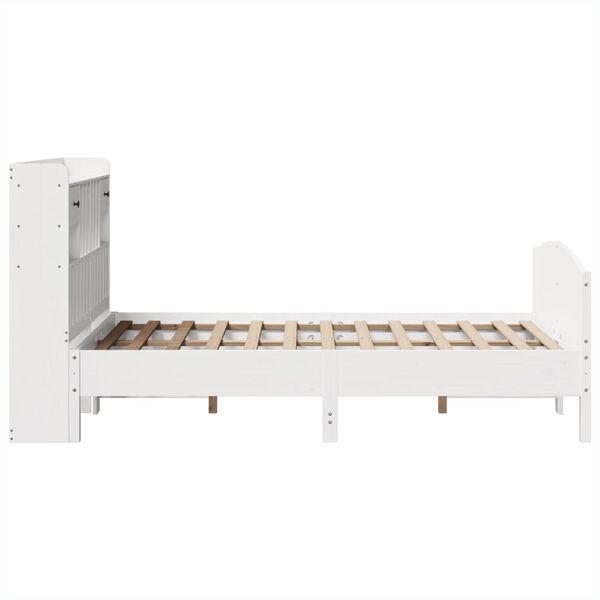 vidaXL Κρεβάτι Βιβλιοθήκη Χωρίς Στρώμα Λευκό 135x190 εκ Μασίφ Πεύκο