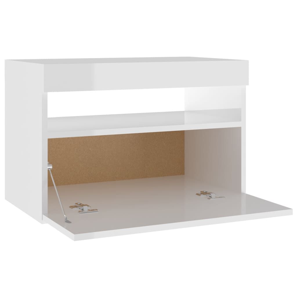 vidaXL Έπιπλο Τηλεόρασης με LED Γυαλιστερό Λευκό 60 x 35 x 40 εκ.