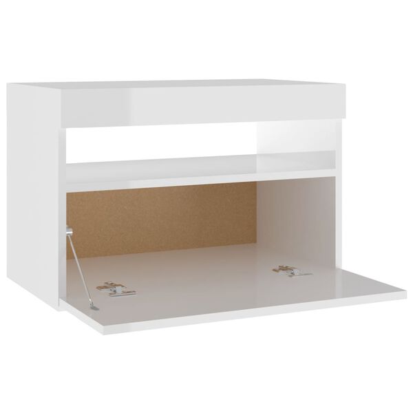 vidaXL Έπιπλο Τηλεόρασης με LED Γυαλιστερό Λευκό 60 x 35 x 40 εκ.