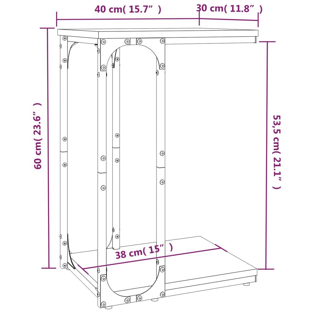 vidaXL Βοηθητικό Τραπέζι Sonoma Δρυς 40x30x60 εκ. Επεξεργασμένο Ξύλο